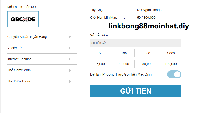 Các phương thức nạp tiền w88